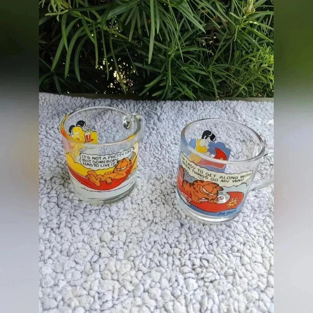 Vintage 1978 Garfield McDonald's Glass Mugs Set of‎ 2 Jim Davis